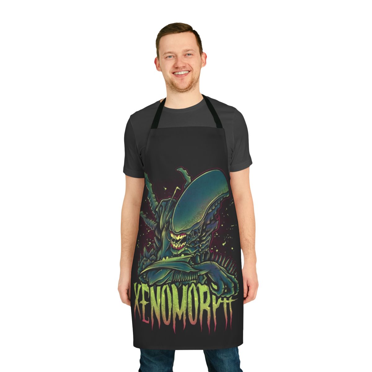 Apron featuring a menacing xenomorph design inspired by the iconic Alien movies