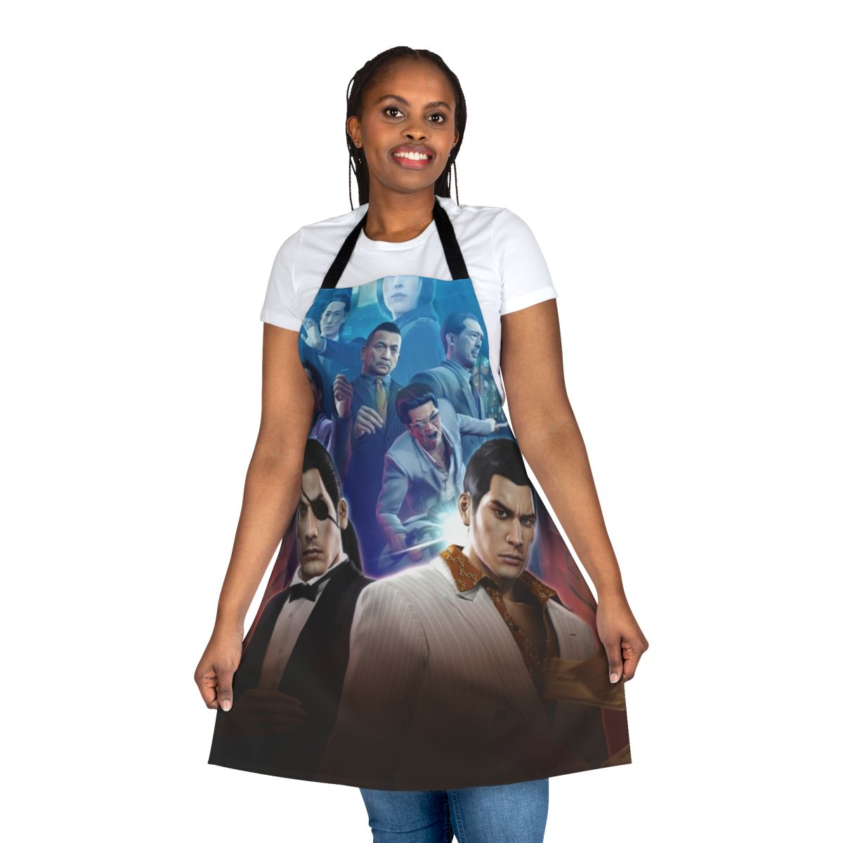 Stylized apron featuring characters from the popular Yakuza video game series