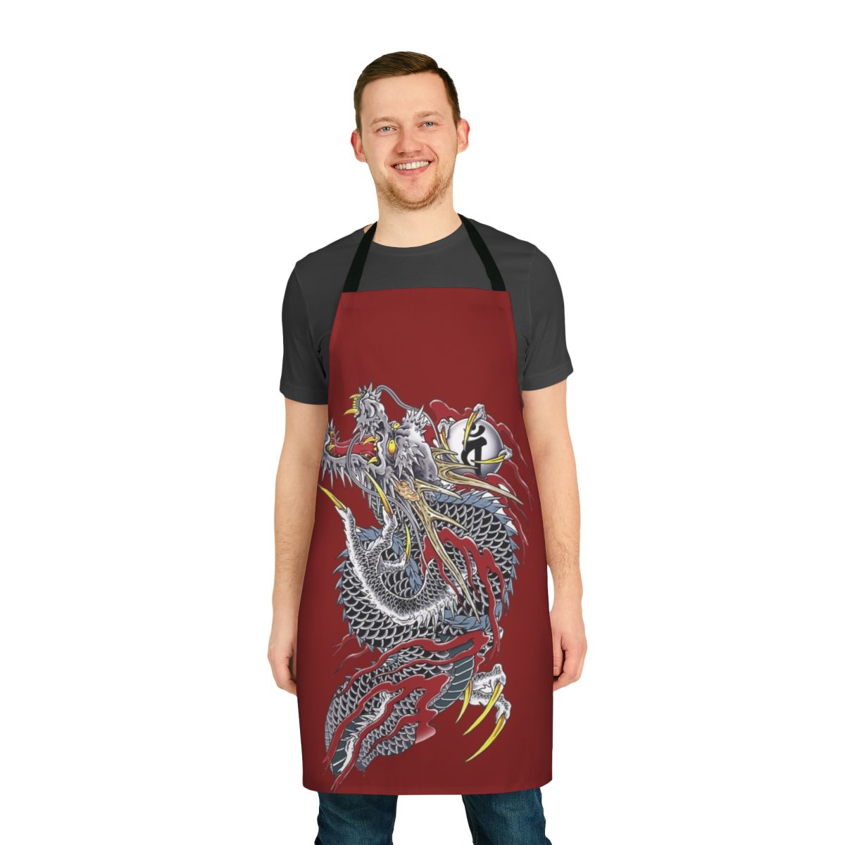 Yakuza-themed apron with Japanese-inspired design for gaming enthusiasts