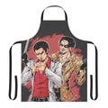 "Yakuza-inspired apron featuring Majima Goro and Kiryu Kazuma from the Ryu ga Gotoku video game series"