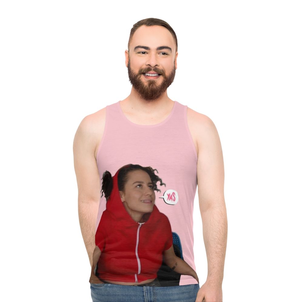 Broad City inspired unisex tank top with 'Yas Queen' text