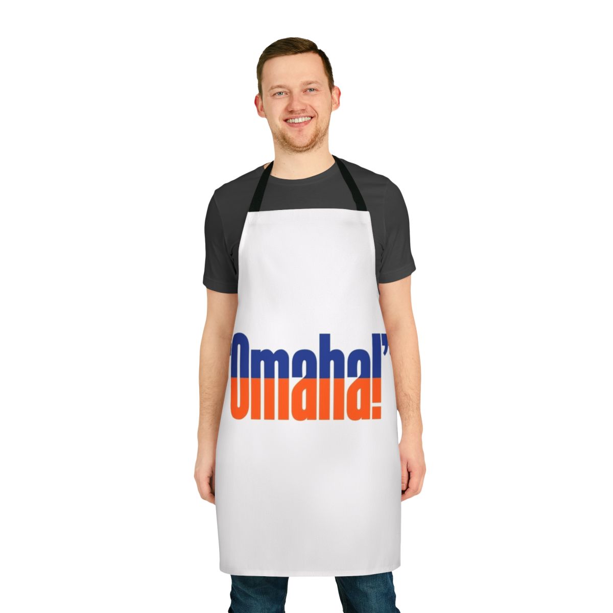 Yell apron featuring Denver Broncos colors and design