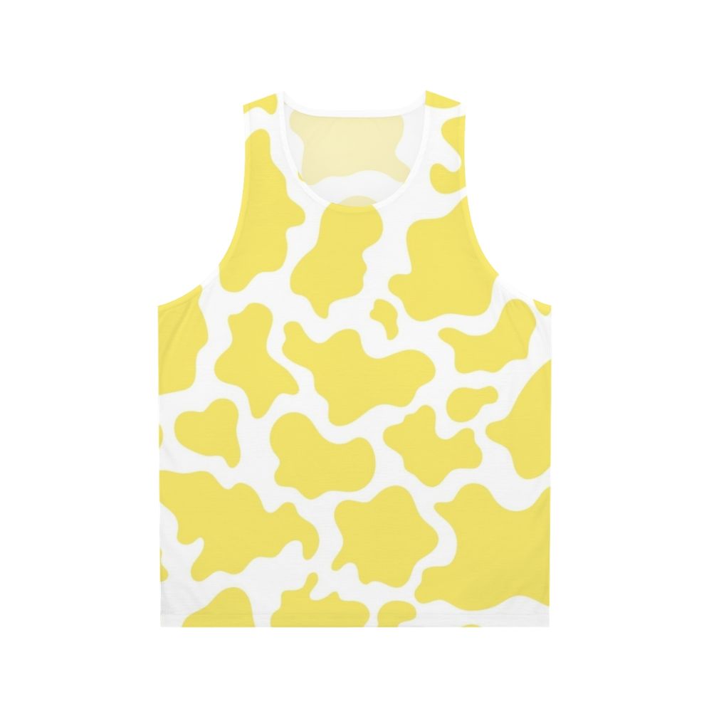 Yellow cow print unisex tank top