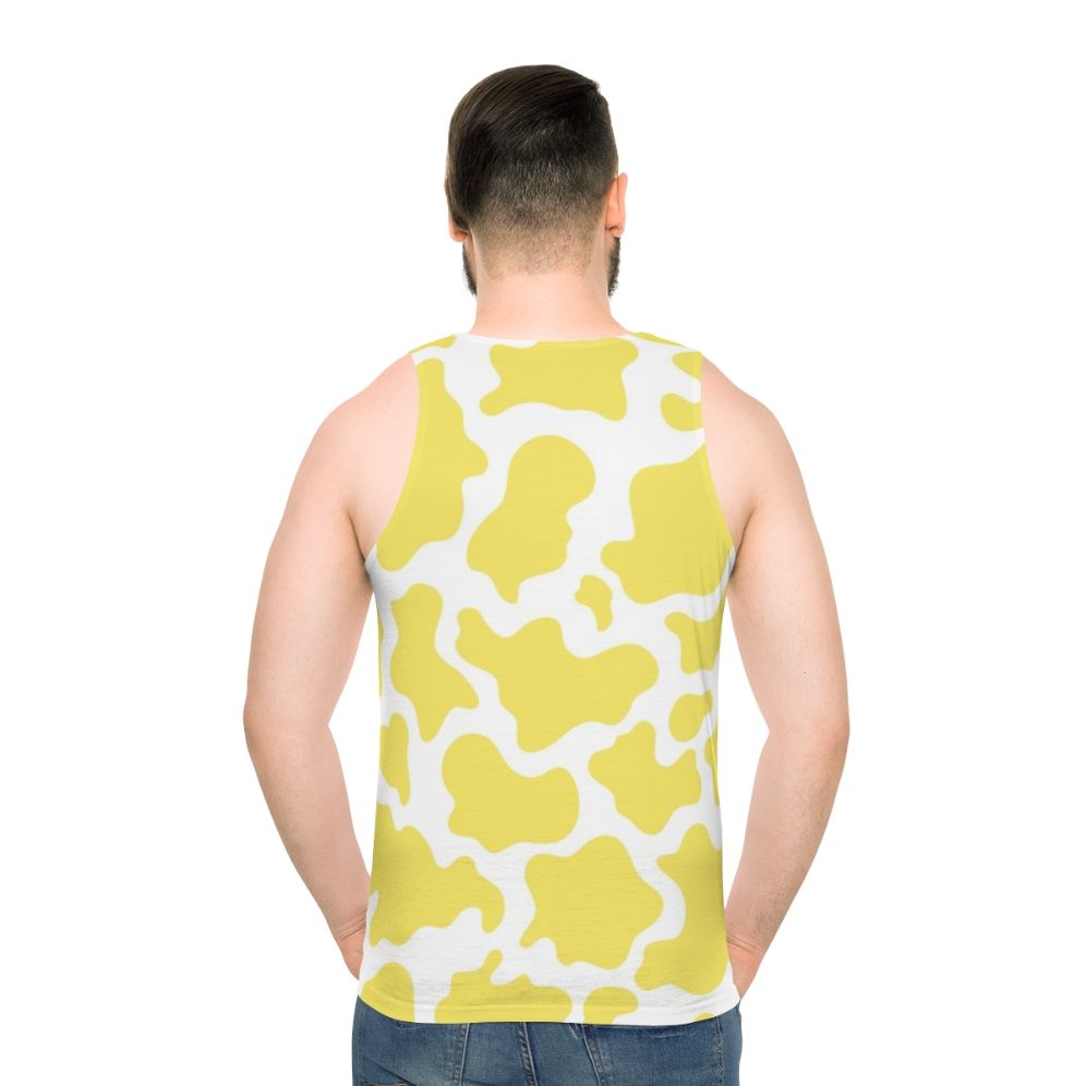 Yellow cow print unisex tank top
