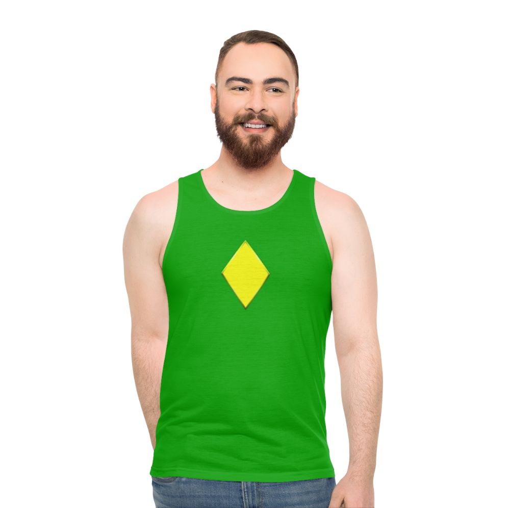Yellow diamond superhero unisex tank top