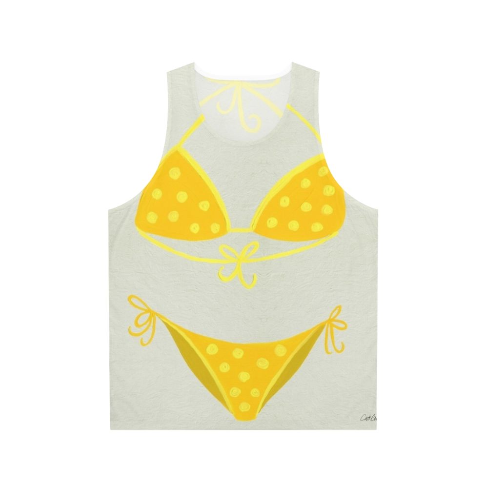 Yellow polka dot unisex tank top