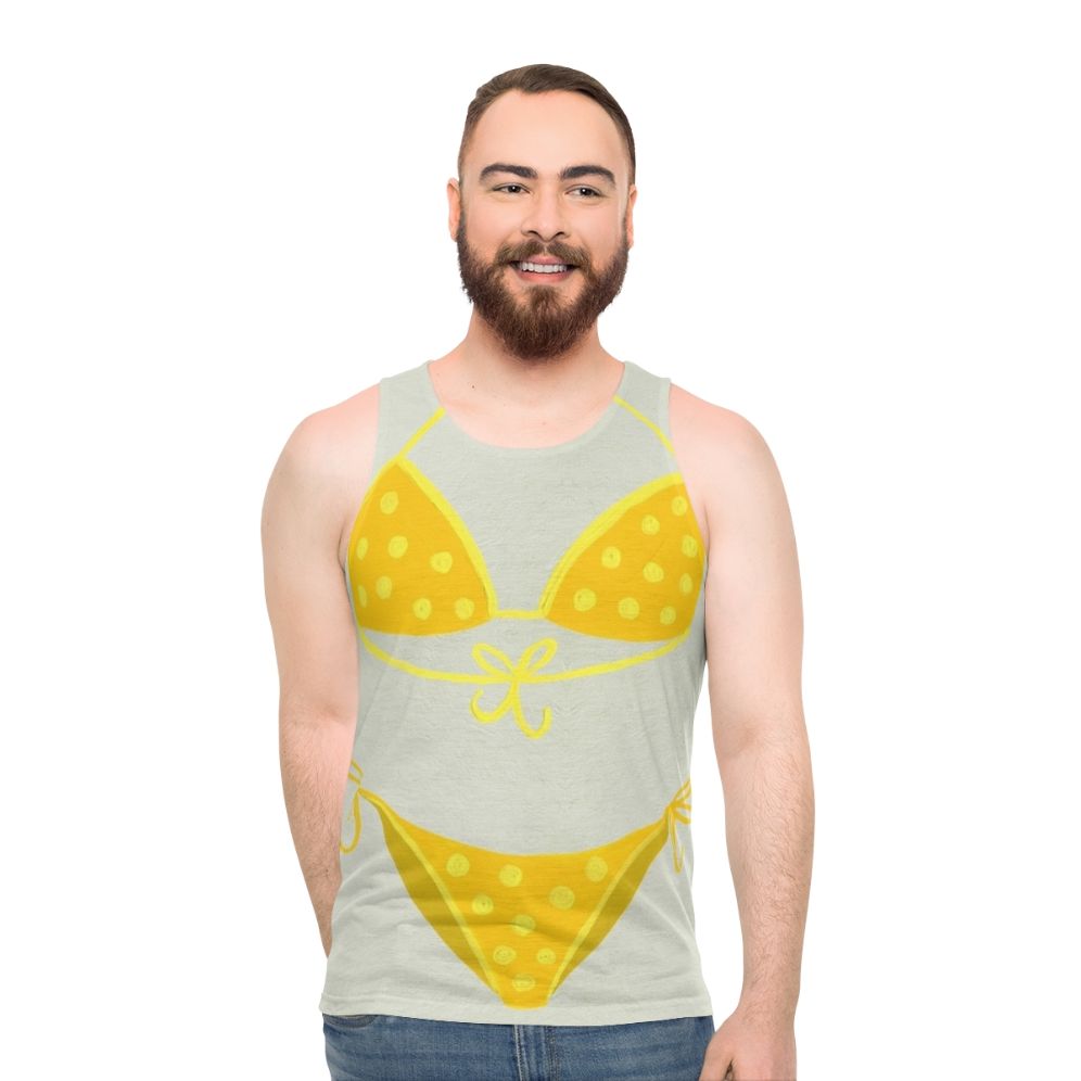 Yellow polka dot unisex tank top