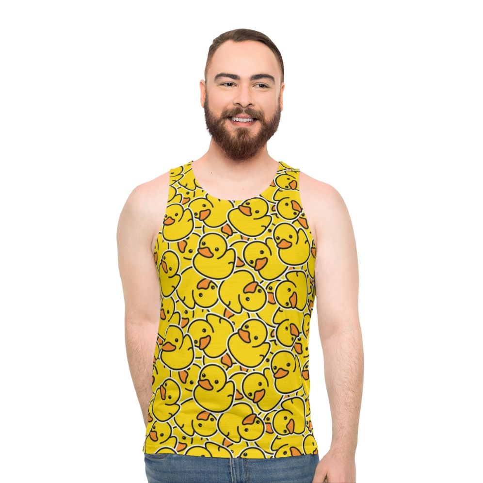 Yellow rubber duck unisex tank top