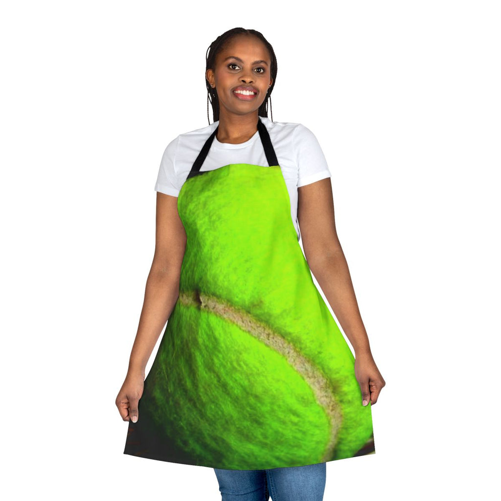 Yellow apron with tennis ball design, perfect for tennis enthusiasts