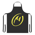 A yellow-colored apron featuring a design inspired by the classic Blake and Mortimer comics series.