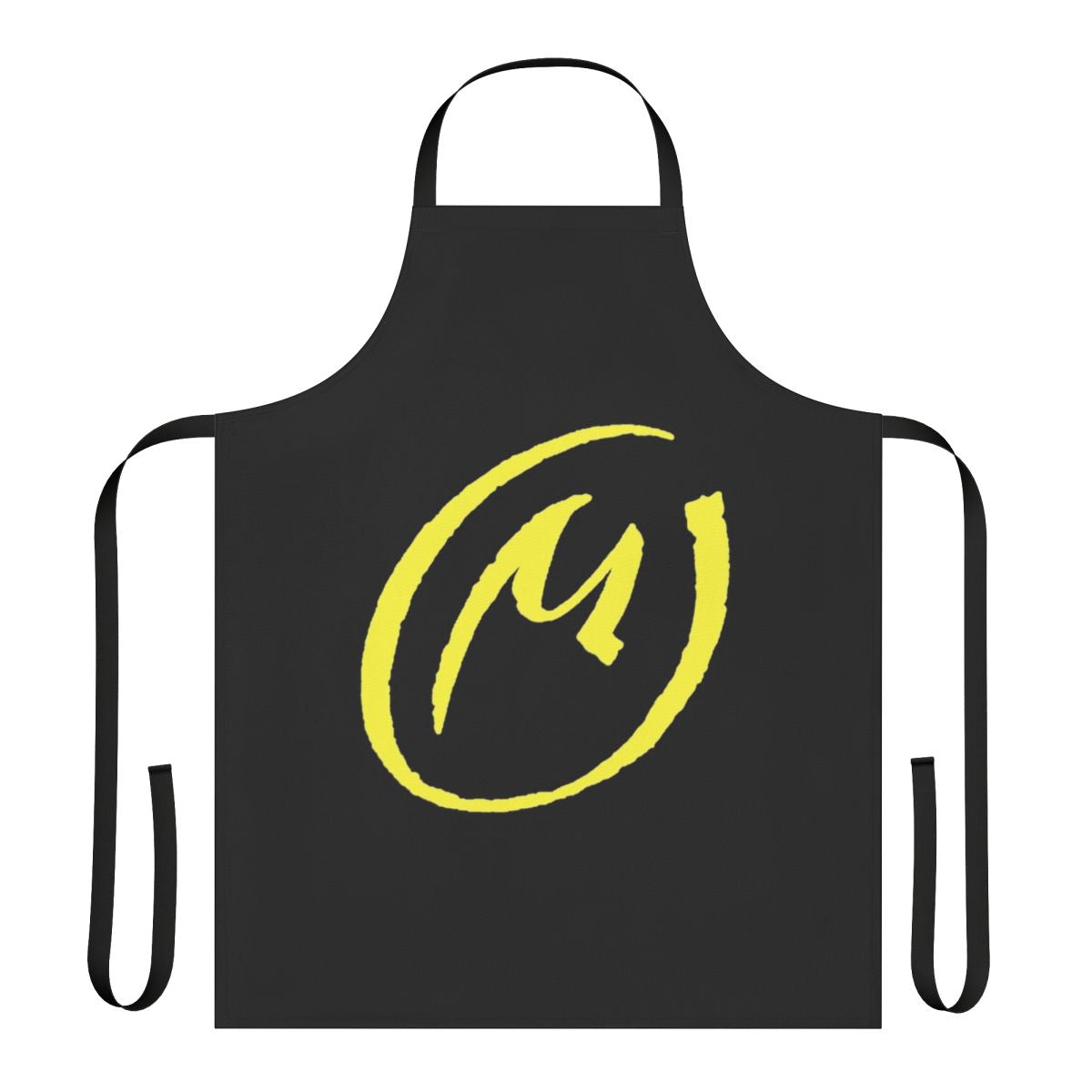 A yellow-colored apron featuring a design inspired by the classic Blake and Mortimer comics series.
