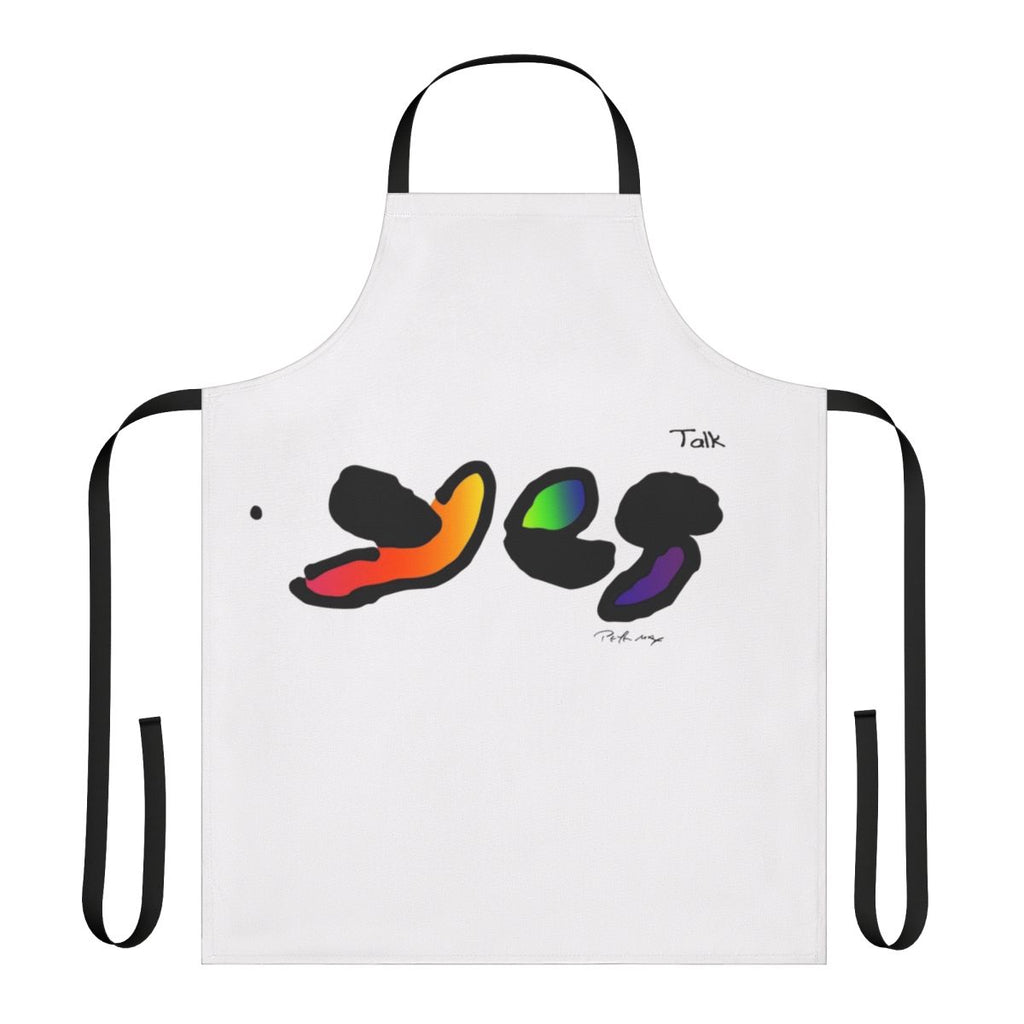Yes Talk music-themed apron with band members' names