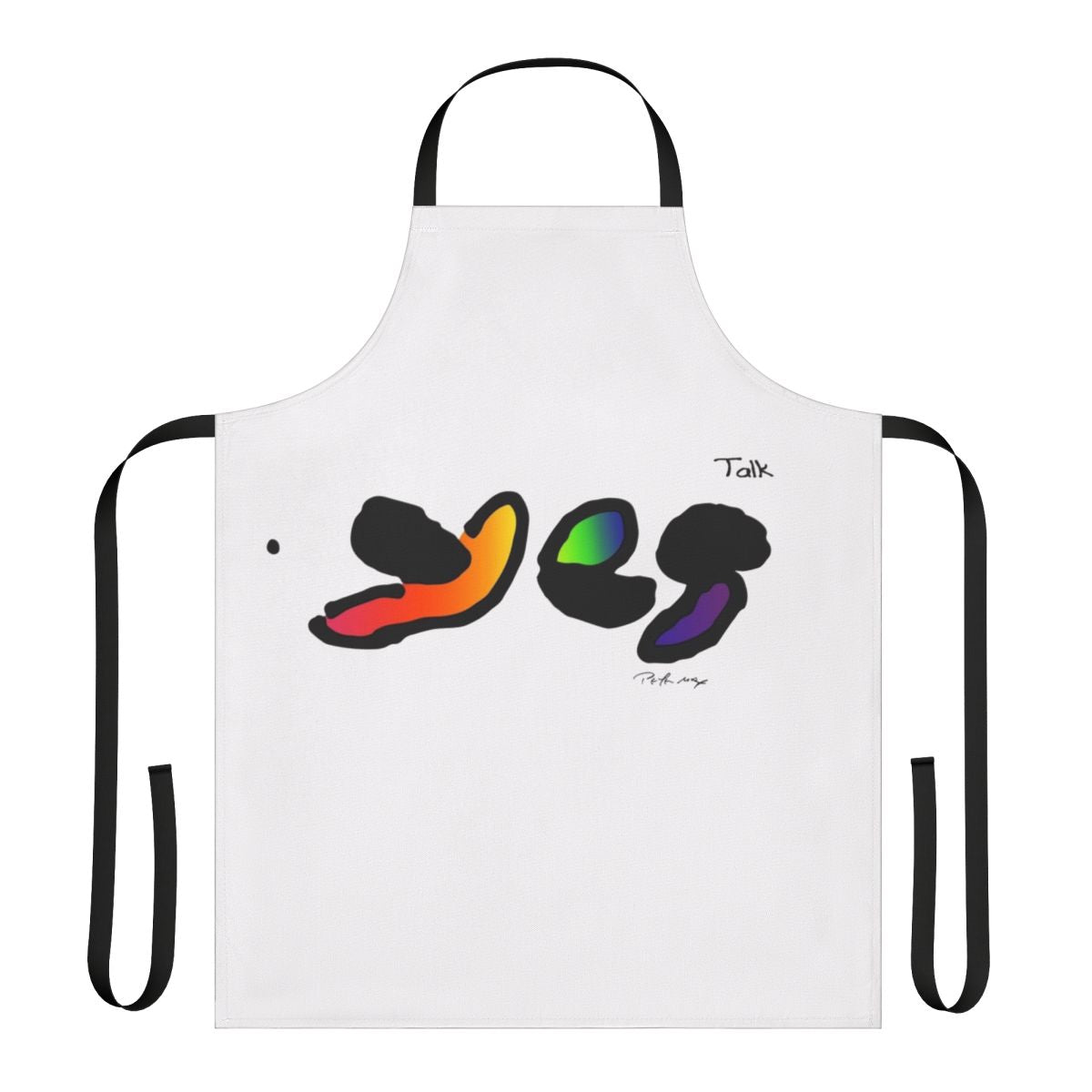 Yes Talk music-themed apron with band members' names