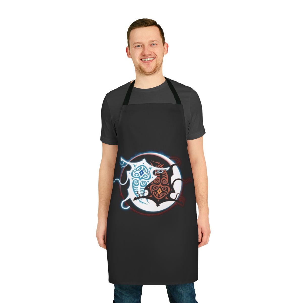 Yin Yang Inspired Apron with Avatar: The Last Airbender and Legend of Korra Symbols