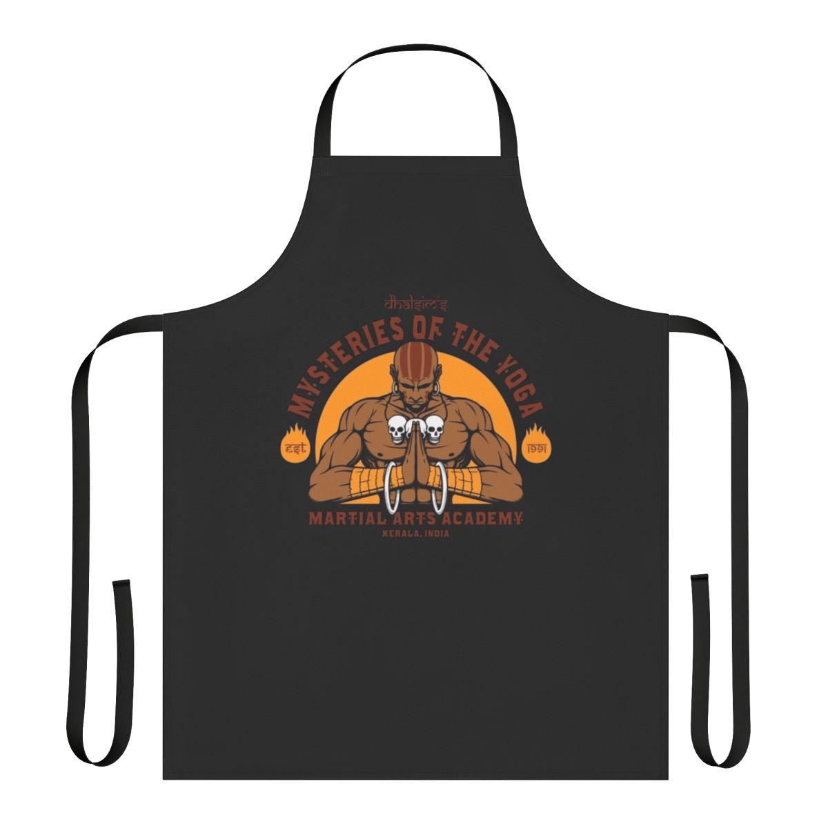 Yoga martial arts-themed apron for fitness, gaming, and meditation