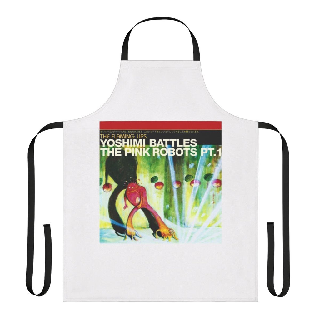 Yoshimi Battles The Pink Robots inspired apron with robot and sci-fi graphics