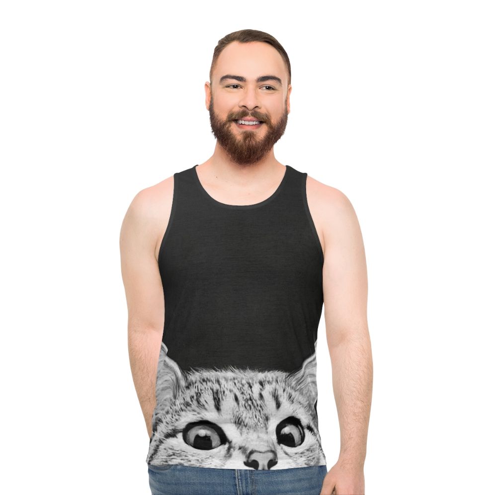 Unisex 'You Asleep Yet?' cat-themed tank top