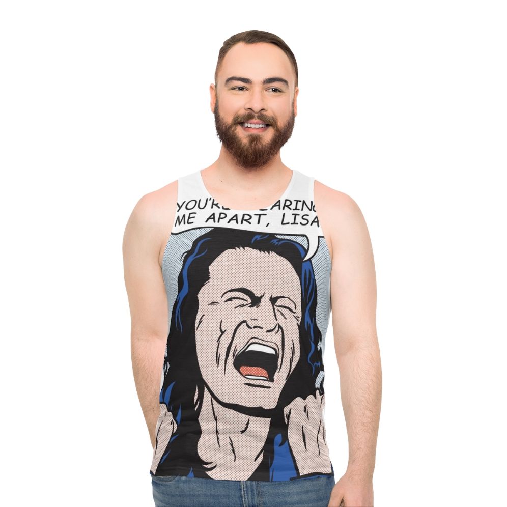 "You're Tearing Me Apart Lisa" Unisex Tank Top with Cult Movie Quote