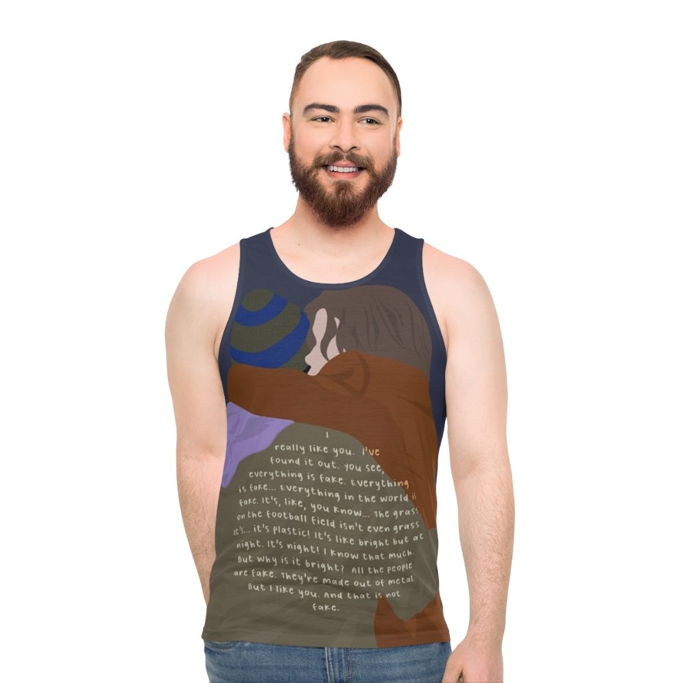 Unisex tank top with 'I Like You' quote and Young Royals inspired design