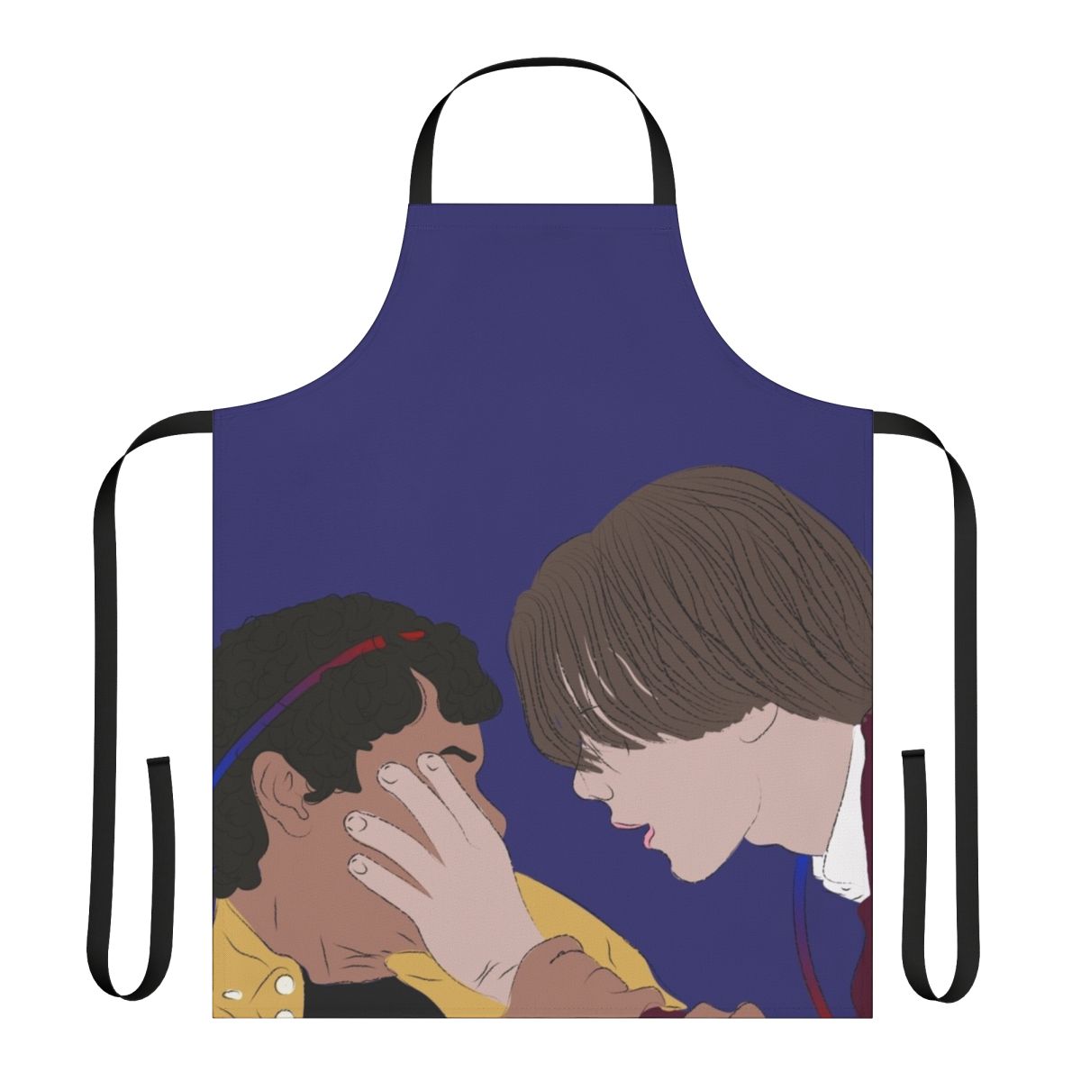 Young Royals inspired apron featuring a minimalist line art design of Prince Wilhelm and Simon Eriksson