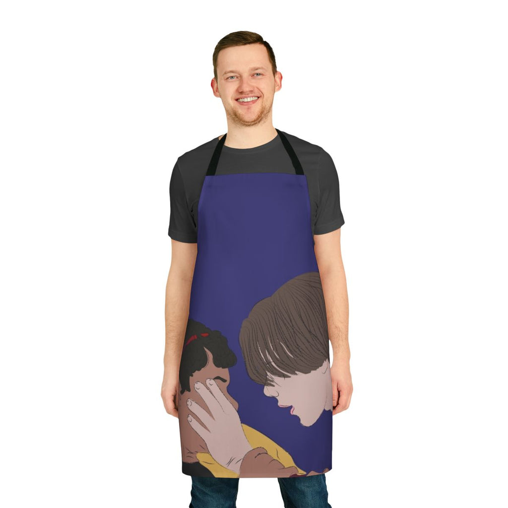 Young Royals inspired apron featuring a minimalist line art design of Prince Wilhelm and Simon Eriksson