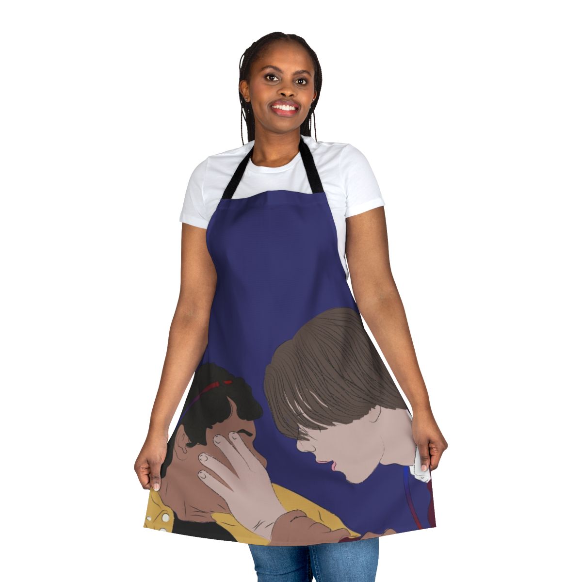 Young Royals inspired apron featuring a minimalist line art design of Prince Wilhelm and Simon Eriksson