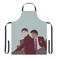 Young Royals inspired apron featuring a minimalist line art design of Prince Wilhelm and Simon Eriksson