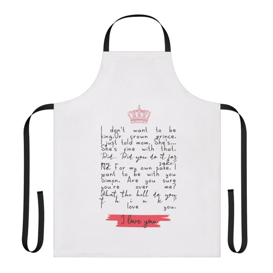 Apron featuring a line art design of Prince Wilhelm and Simon Eriksson from the Netflix series Young Royals.