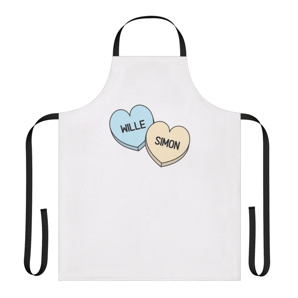 Apron featuring candy hearts design inspired by the Netflix series Young Royals