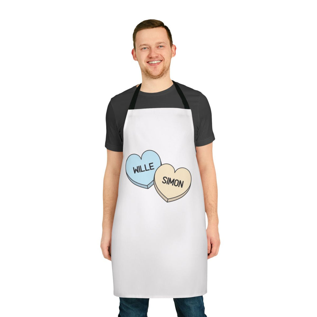 Apron featuring candy hearts design inspired by the Netflix series Young Royals