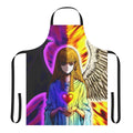 Yu-Gi-Oh! themed apron featuring the iconic Change of Heart card and other popular characters and symbols from the anime series.
