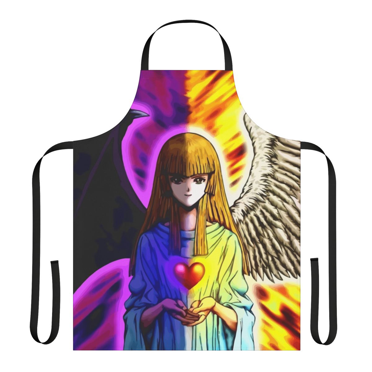 Yu-Gi-Oh! themed apron featuring the iconic Change of Heart card and other popular characters and symbols from the anime series.