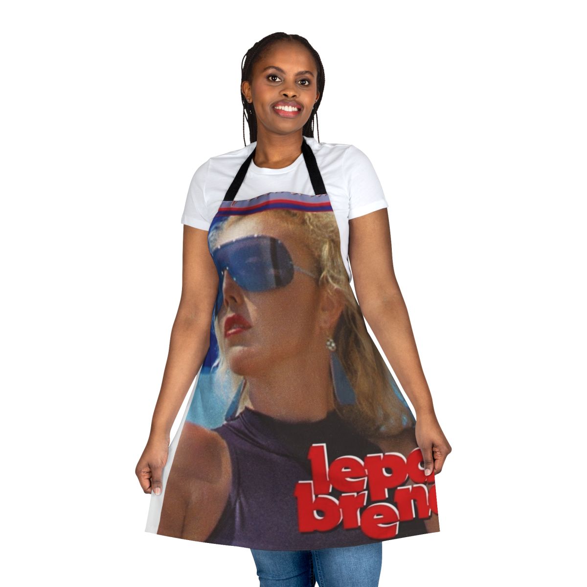 Vintage-inspired apron featuring Lepa Brena's album cover artwork from Yugoslavia