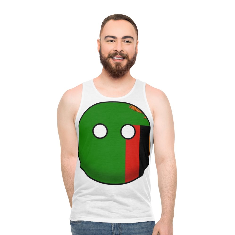 Zambia flag countryball design on a unisex tank top