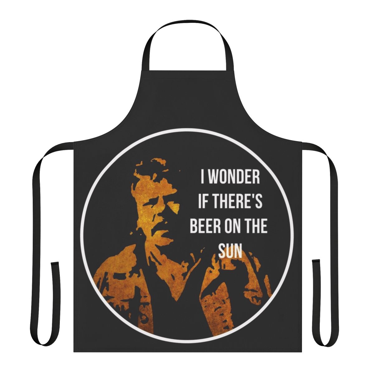 Zap Rowsdower beer-themed apron with a quirky, cult movie-inspired design