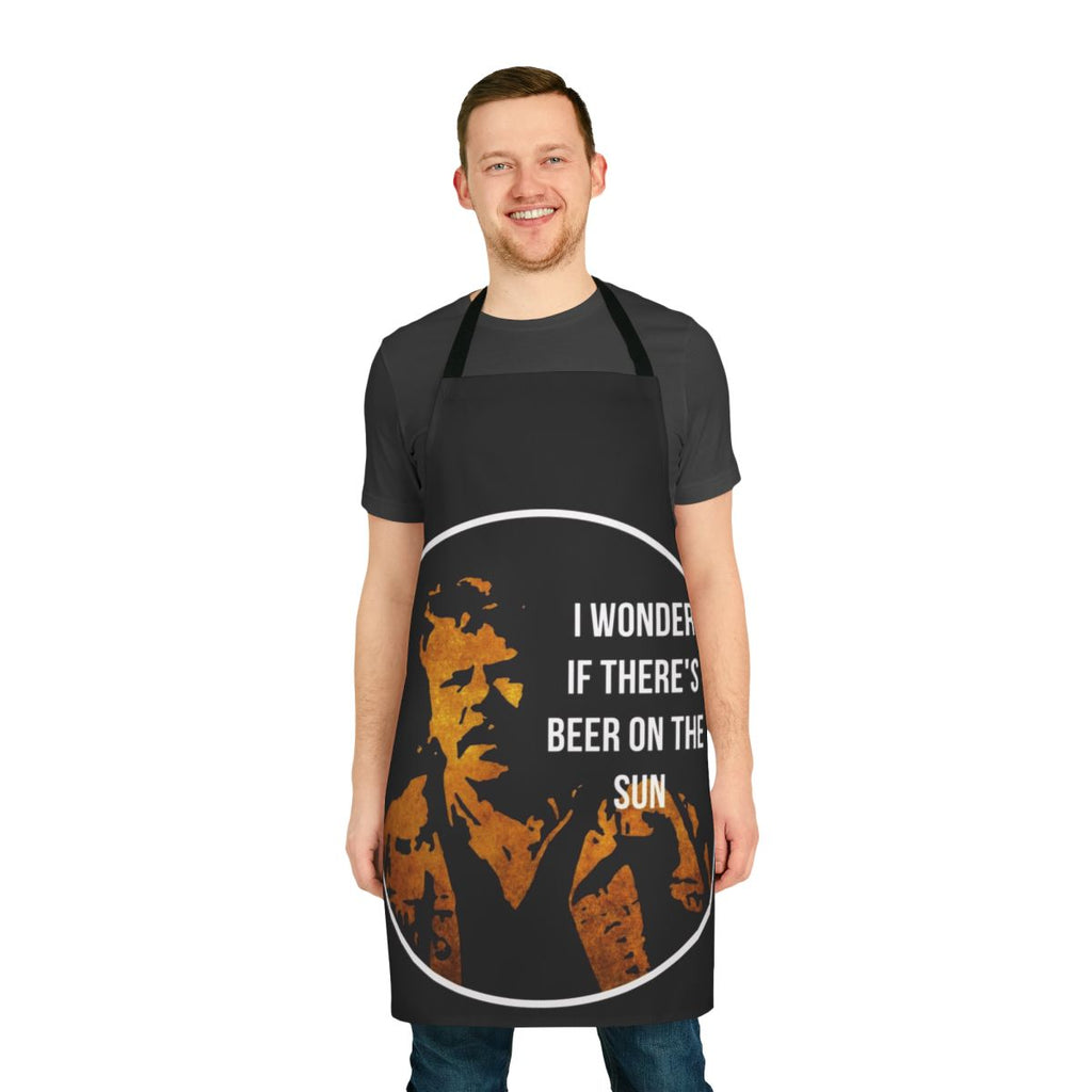 Zap Rowsdower beer-themed apron with a quirky, cult movie-inspired design