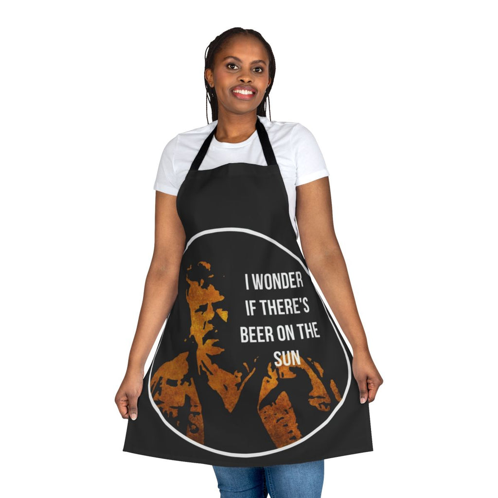 Zap Rowsdower beer-themed apron with a quirky, cult movie-inspired design