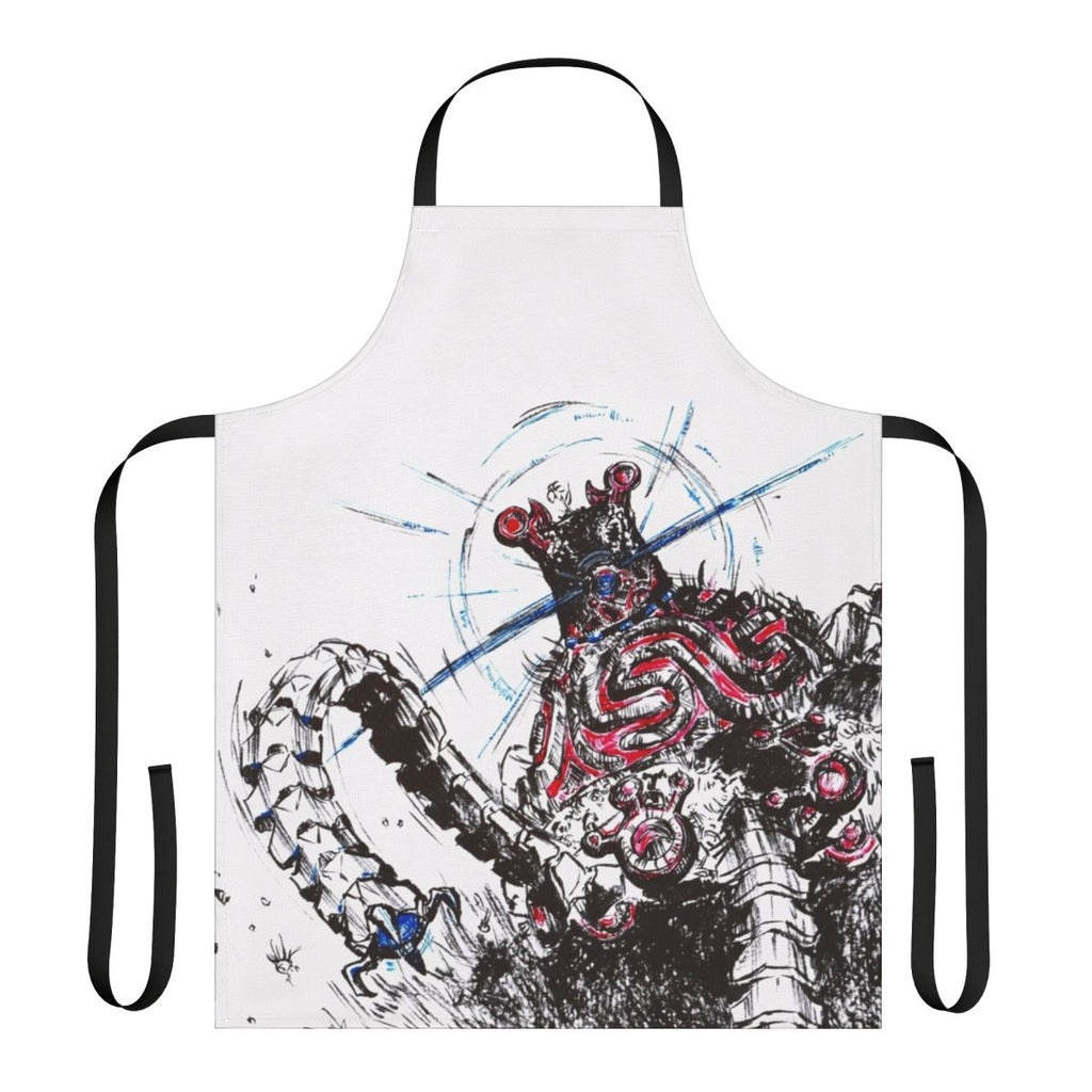 Zelda-inspired guardian apron in black and white design