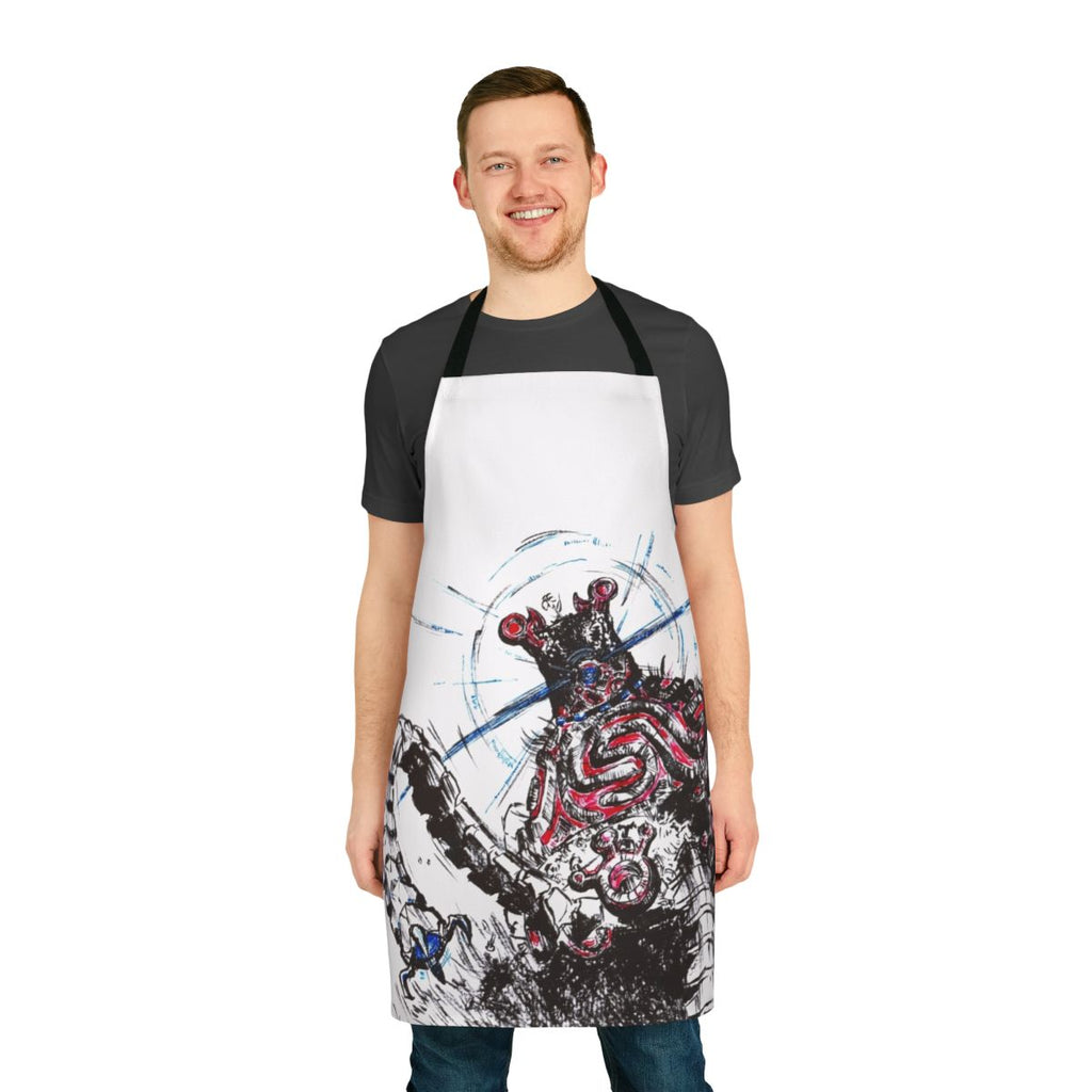 Zelda-inspired guardian apron in black and white design