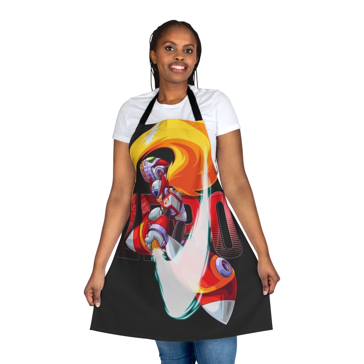 Zero Mega Man inspired apron with classic gaming graphics