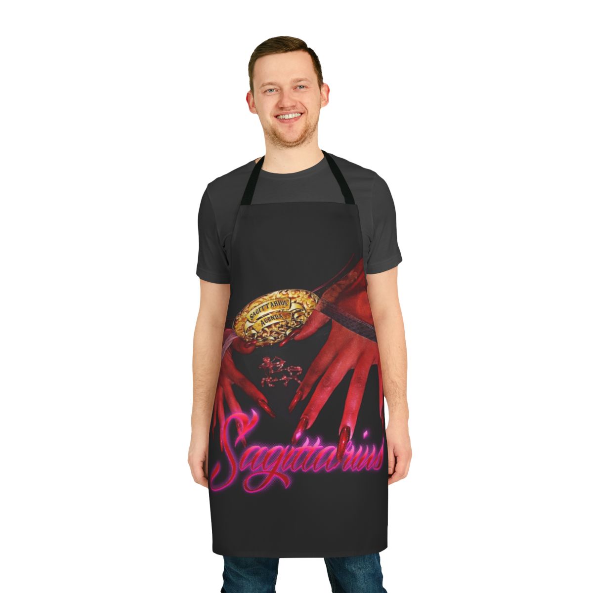 Sagittarius-themed apron with zodiac design