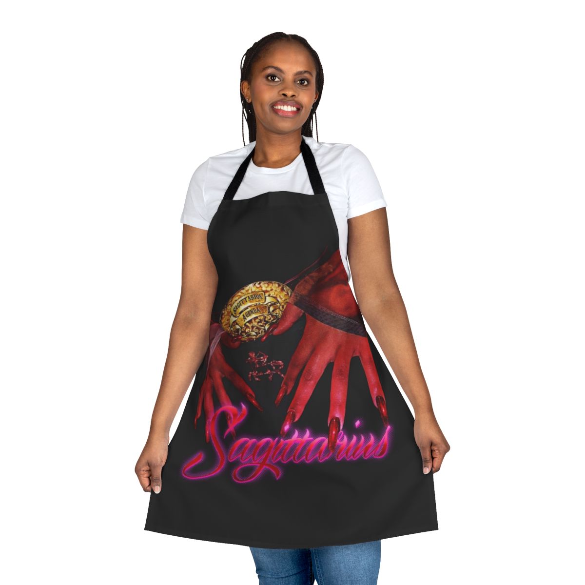 Sagittarius-themed apron with zodiac design
