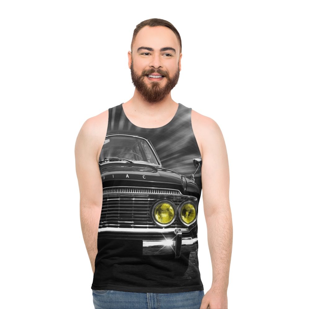 Zodiac Unisex Tank Top with Vintage Car Design