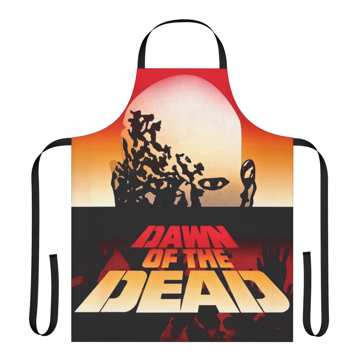 Dawn of the Dead inspired zombie apron with horror movie graphics