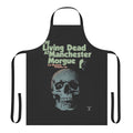 The Living Dead at Manchester Morgue inspired zombie apron with skulls, corpses, and gothic design