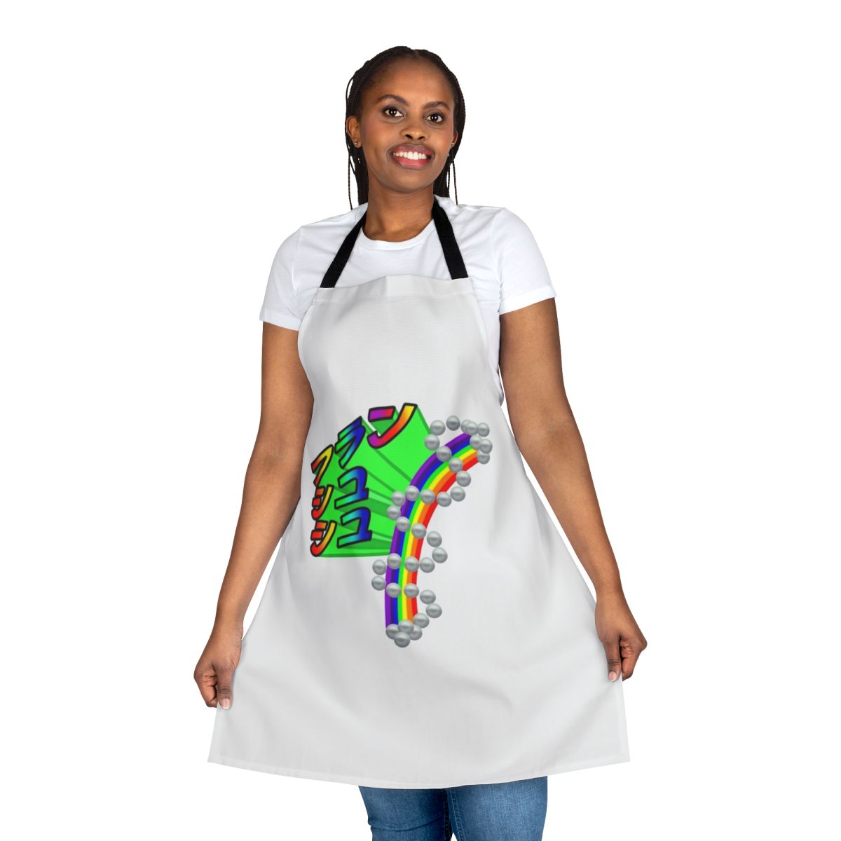 Zombieland Saga-themed apron with Franchouchou logo and character design