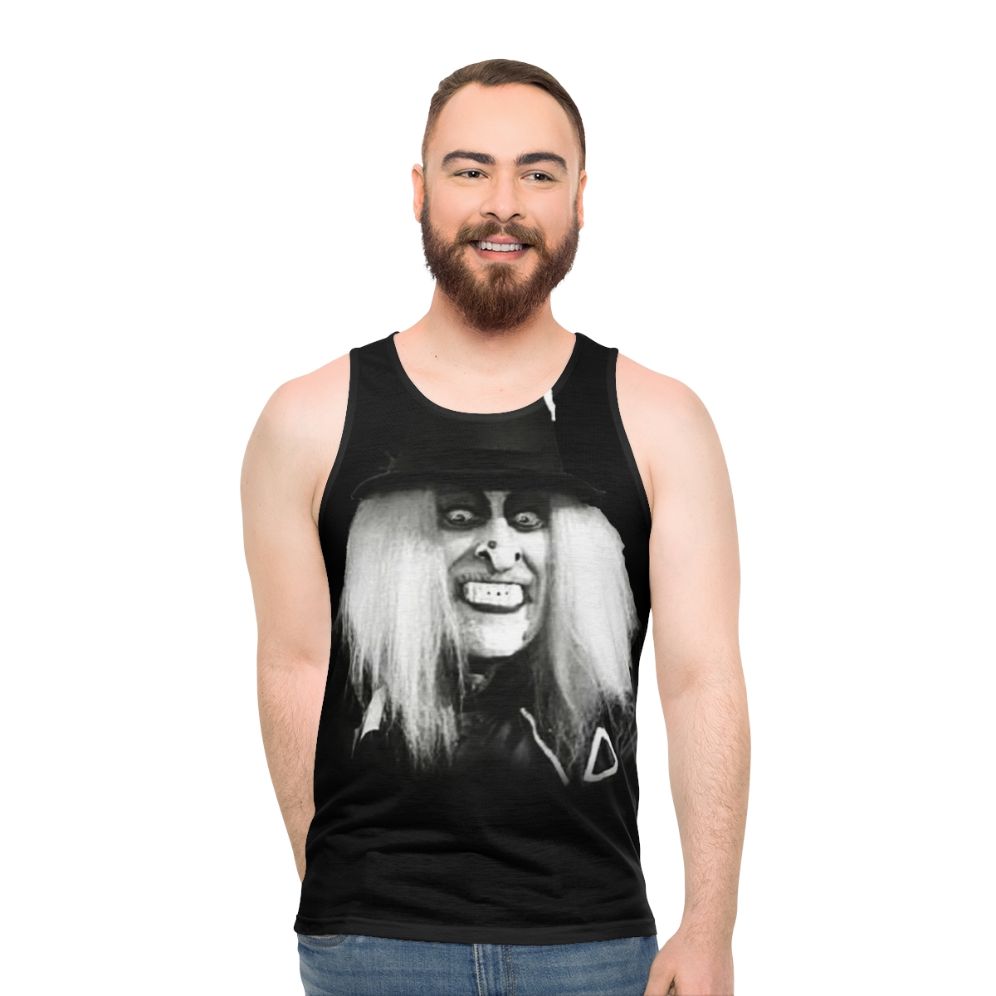 Zombo black background unisex tank top for Halloween and zombie fans