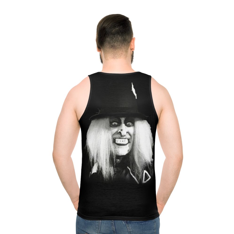 Zombo black background unisex tank top for Halloween and zombie fans