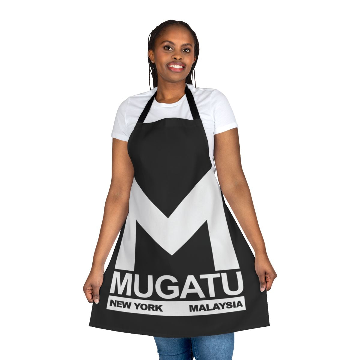 "Zoolander-inspired apron featuring the iconic 'Blue Steel' look"