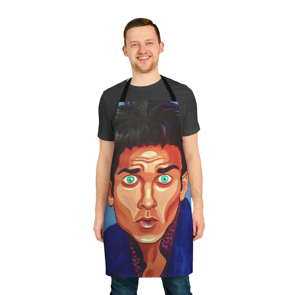 Zoolander-inspired blue steel portrait apron